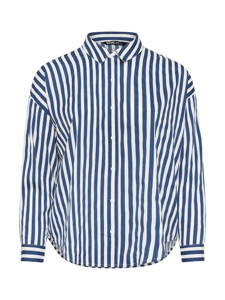 Yours Curve Blue Stripe Co-Ord Shirt - Image 5 of 5