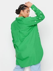 Yours Curve Green 100% Cotton Embroidered Daisy Shirt - Image 4 of 5