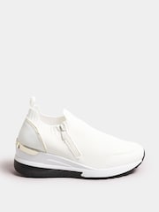 Yours Curve White Meic Trim Platform Trainers In Wide E Fit - Image 3 of 5
