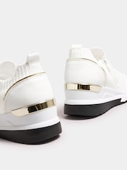 Yours Curve White Meic Trim Platform Trainers In Wide E Fit - Image 4 of 5