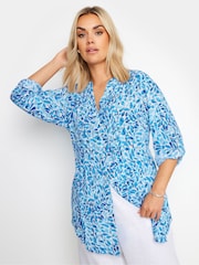 Yours Curve Blue Pintuck Shirt - Image 1 of 5