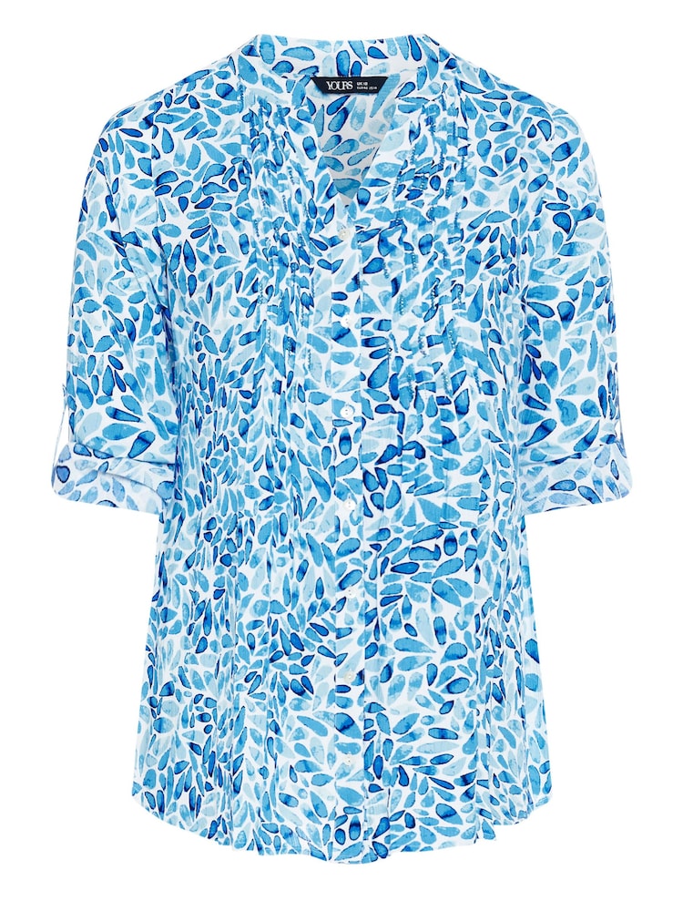Yours Curve Blue Pintuck Shirt - Image 5 of 5