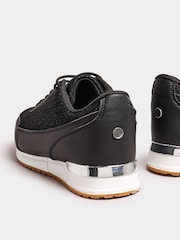 Yours Curve Black Glitter Meic Trim Trainers In Wide E Fit - Image 3 of 5