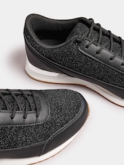 Yours Curve Black Glitter Meic Trim Trainers In Wide E Fit - Image 4 of 5