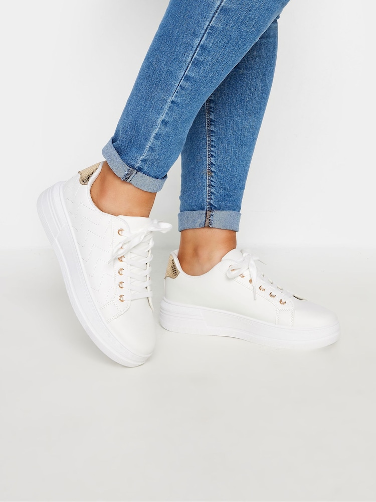 Yours Curve & Gold Chevron Chunky Trainers In Extra Wide EEE Fit - Imagen 1 de 6
