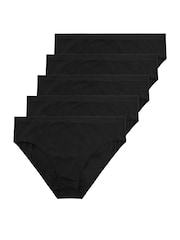 Yours Curve Black 5 Pack High Leg Briefs With Stretch - Image 1 of 4