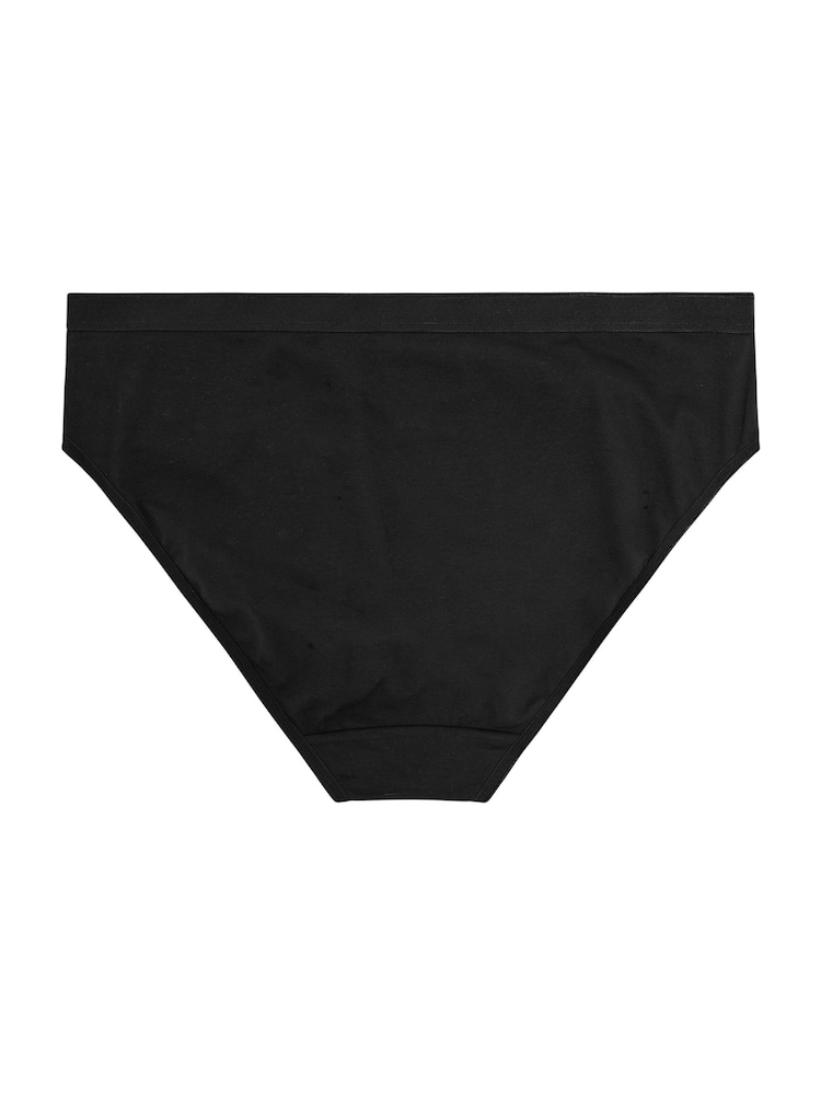 Yours Curve Black 5 Pack High Leg Briefs With Stretch - Image 2 of 4