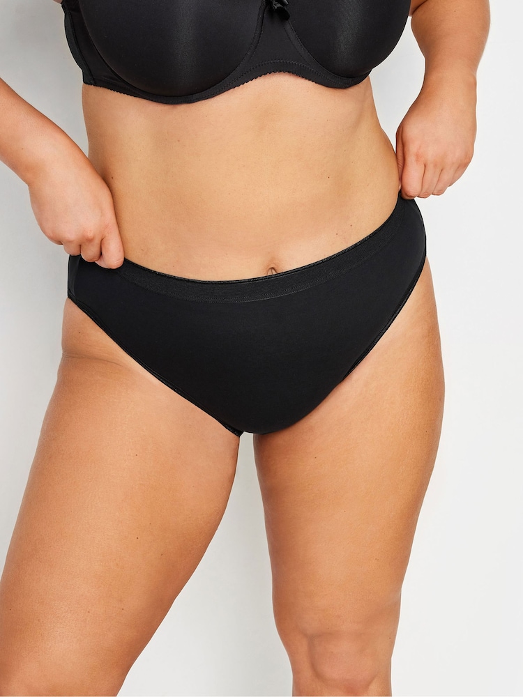 Yours Curve Black 5 Pack High Leg Briefs With Stretch - Image 4 of 4