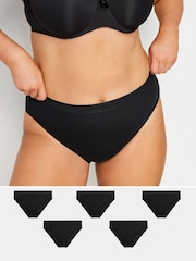 Yours Curve Black 5 Pack High Leg Briefs With Stretch - Image 5 of 5
