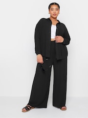 Yours Curve Black Crinkle 100% Cotton Long Sleeve Shirt - Image 2 of 5
