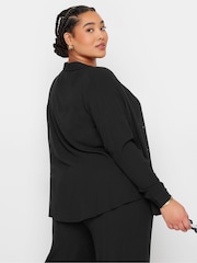 Yours Curve Black Crinkle 100% Cotton Long Sleeve Shirt - Image 3 of 5