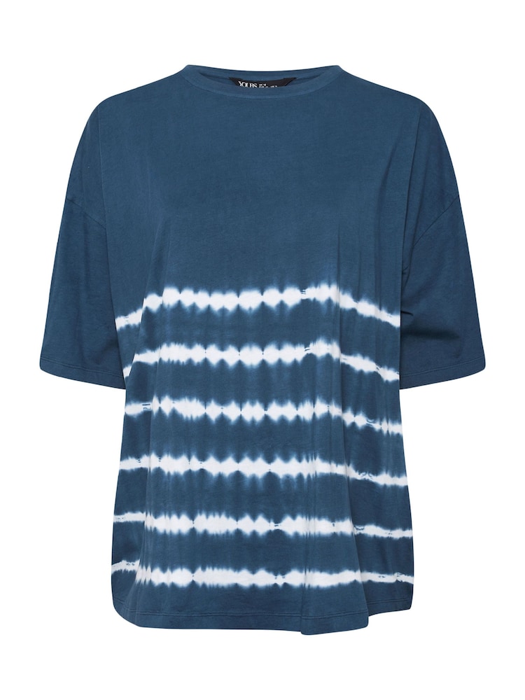 Yours Curve Blue 100% Cotton Tie Dye Boxy T-Shirt - Image 5 of 5 Yours Curve Blue 100% Cotton Tie Dye Boxy T-Shirt - Image 5 of 5