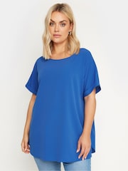 Yours Curve Blue Short Sleeve Boxy Top - Image 1 of 5