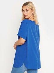 Yours Curve Blue Short Sleeve Boxy Top - Image 4 of 5