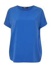 Yours Curve Blue Short Sleeve Boxy Top - Image 5 of 5
