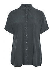 Yours Curve Blue & Black Chambray 100% Cotton Shirts 2 Pack - Image 7 of 8