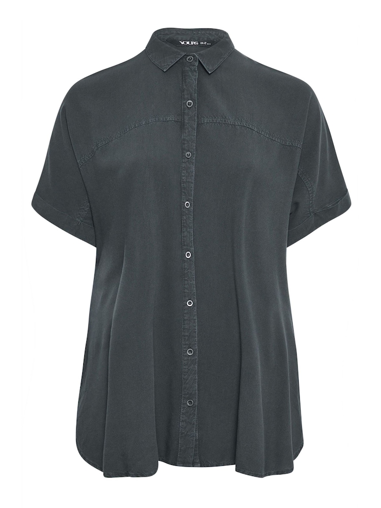 Yours Curve Blue & Black Chambray 100% Cotton Shirts 2 Pack - Image 7 of 8