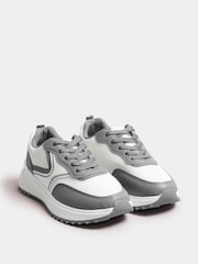 Yours Curve Grey & Contrast Chunky Trainers In Wide E Fit - Image 2 of 5