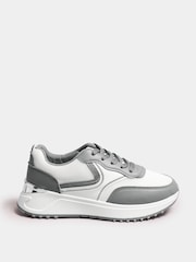 Yours Curve Grey & Contrast Chunky Trainers In Wide E Fit - Image 3 of 5