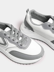 Yours Curve Grey & Contrast Chunky Trainers In Wide E Fit - Image 5 of 5