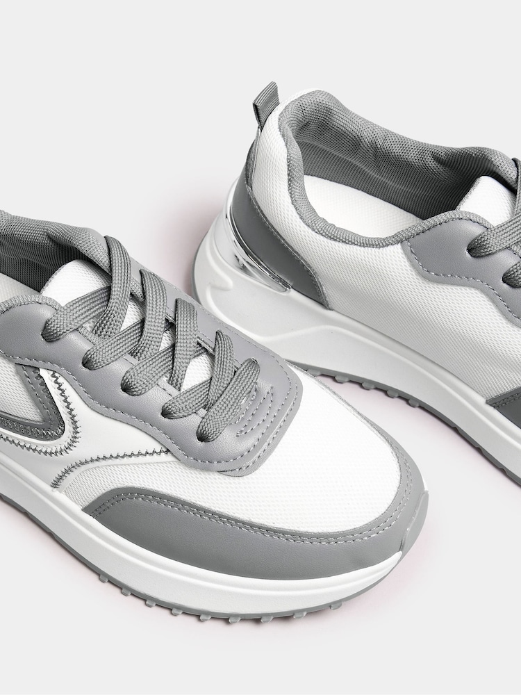Yours Curve Grey & Contrast Chunky Trainers In Wide E Fit - Image 5 of 5
