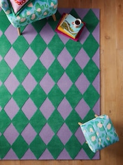 Eleanor Bowmer Green Diamond Wool Tufted Rug - Image 1 of 5