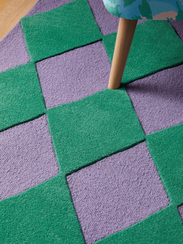 Eleanor Bowmer Green Diamond Wool Tufted Rug - Image 2 of 5