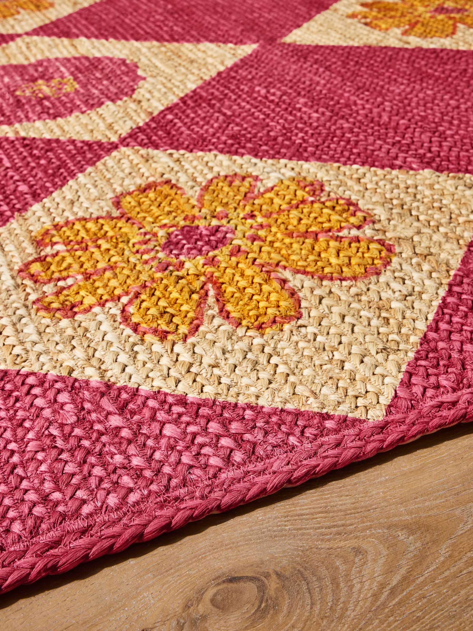 Buy Lucy Tiffney Pink Floral Diamond Jute Rug from the Next UK online shop