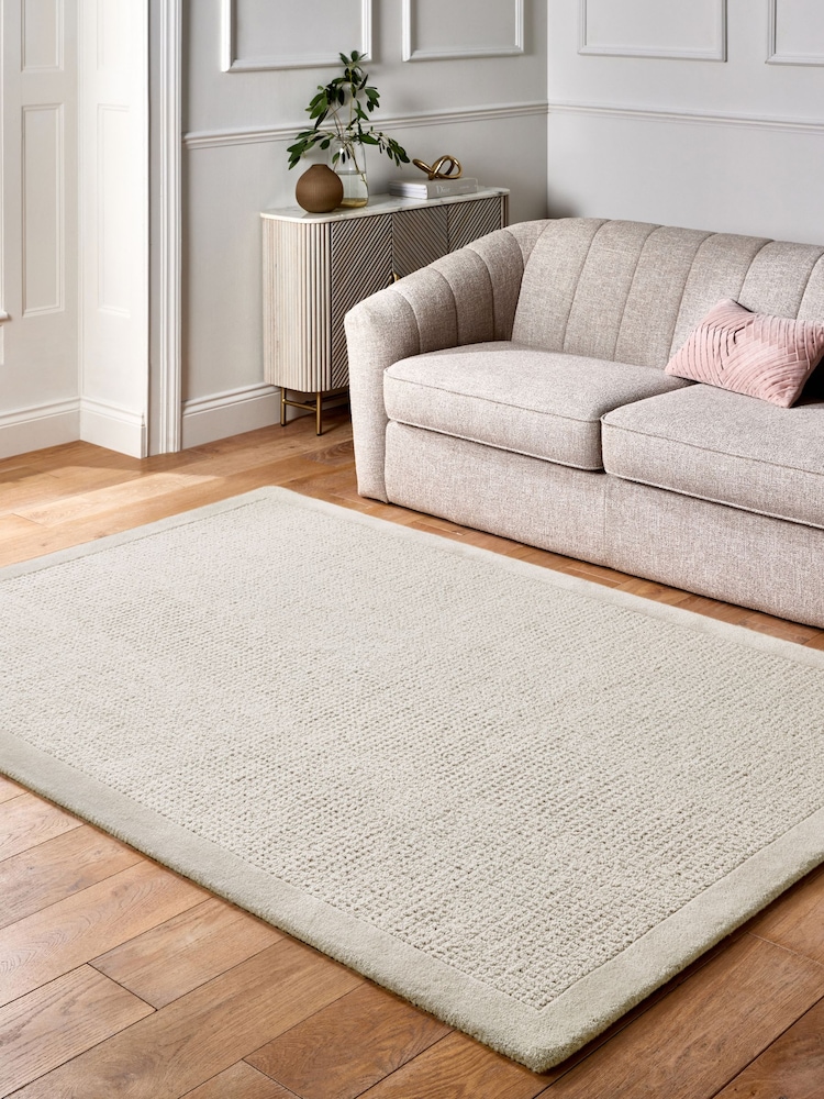 Lipsy White Wool Border Rug - Image 1 of 5