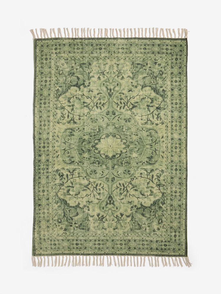 French Connection Green Printed Kabir Flatweave Rug - Image 4 of 4
