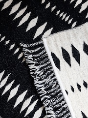 Rockett St George Black Geo Cowboy Flatweave Wool Rich Rug - Image 4 of 5