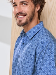 Cotton Traders Blue Signature Short Sleeve Soft Touch Print Shirt - Image 4 of 4