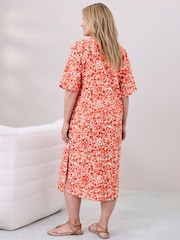 Cotton Traders Orange Long Printed Cotton Overshirt - Image 3 of 4