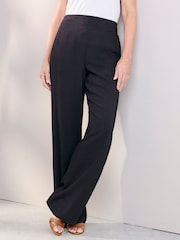 Cotton Traders Black Wide Leg Pull On Trousers - Image 2 of 4