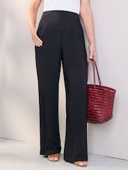 Cotton Traders Black Wide Leg Pull On Trousers - Image 4 of 4