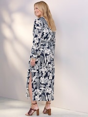 Cotton Traders Blue Printed Maxi Shirt Dress - Image 4 of 4