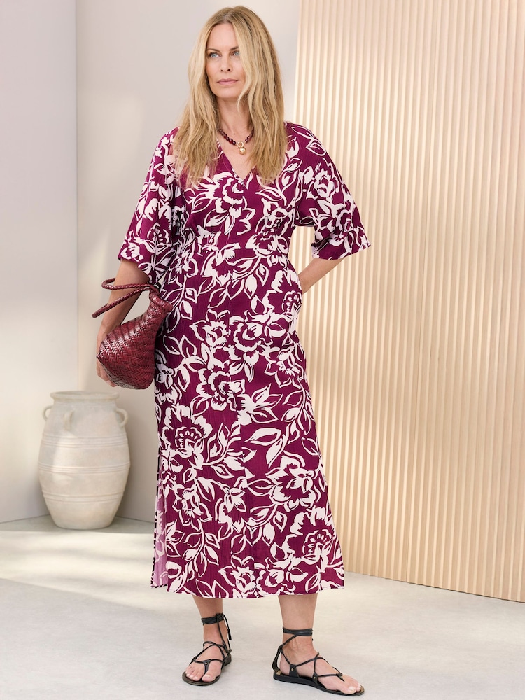 Cotton Traders Pink Printed Kimono Maxi Dress - Image 2 of 4 Cotton Traders Pink Printed Kimono Maxi Dress - Image 2 of 4