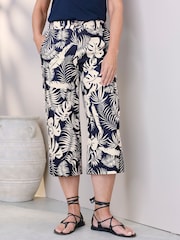 Cotton Traders Blue Printed Cropped Trousers - Image 4 of 4