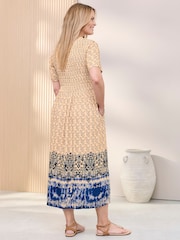 Cotton Traders Blue V- Neck Printed Maxi Dress - Image 4 of 4