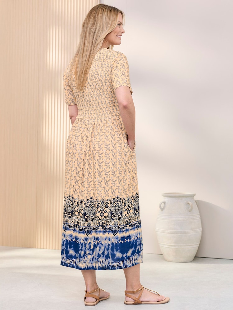 Cotton Traders Blue V- Neck Printed Maxi Dress - Image 4 of 4 Cotton Traders Blue V- Neck Printed Maxi Dress - Image 4 of 4