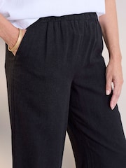Cotton Traders Black Viscose Linen Blend Cropped Trousers - Image 3 of 4