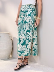 Cotton Traders Green Printed Pull On Maxi Skirt - Image 1 of 4