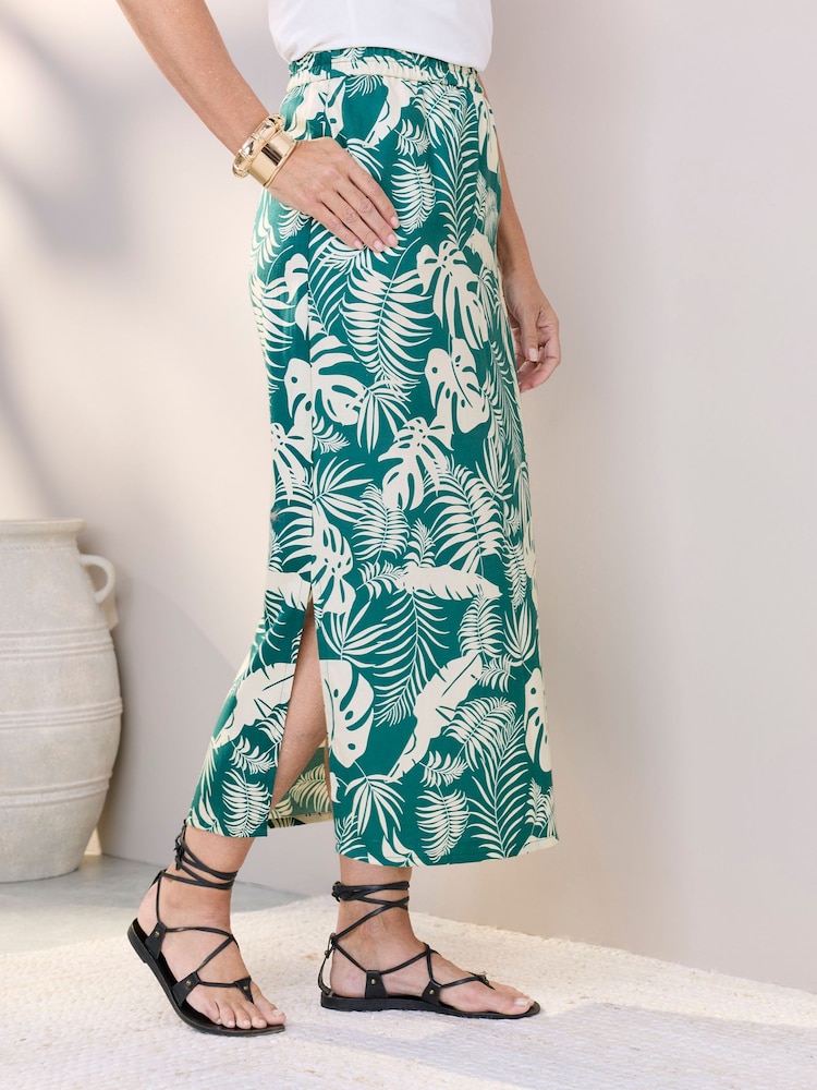 Cotton Traders Green Printed Pull On Maxi Skirt - Image 2 of 4 Cotton Traders Green Printed Pull On Maxi Skirt - Image 2 of 4