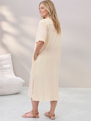 Cotton Traders Cream Long Cotton Overshirt - Image 2 of 4
