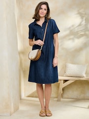 Cotton Traders Blue Denim Knee Length Dress - Image 1 of 4