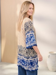 Cotton Traders Blue Long Printed Kimono Cover-up - Image 3 of 4