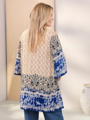 Cotton Traders Blue Long Printed Kimono Cover-up - Image 4 of 4
