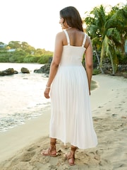 Cotton Traders White Crochet Detail Maxi Dress - Image 3 of 4
