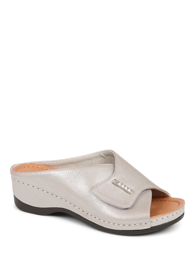 Pavers Metallic Pavers Mule Wedge Sandals - Image 1 of 5