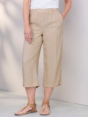 Cotton Traders Natural Viscose Linen Blend Cropped Trousers - Image 3 of 4